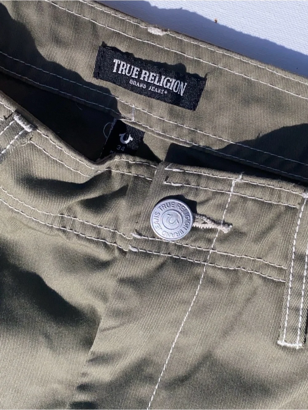 True Religion Men's Olive Green Cargo Pants